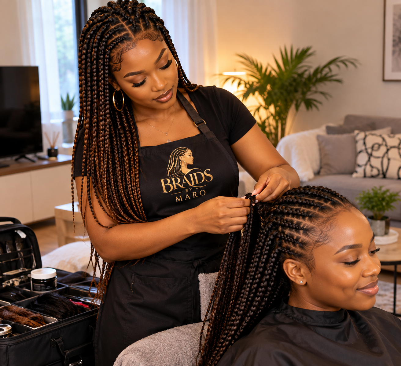 Home service braiding session