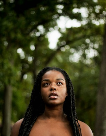 Natural braided hair outdoors